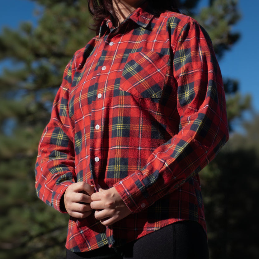 Woodman Red Black and Green Plaid Flannel