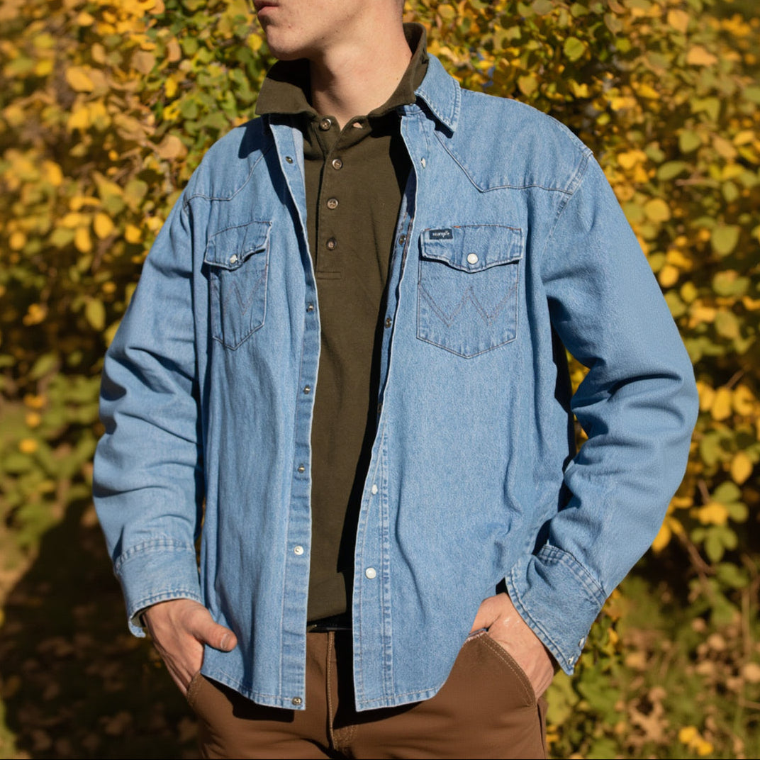 Wrangler Denim Cowboy Cut Long Sleeve Western Style Snap-up