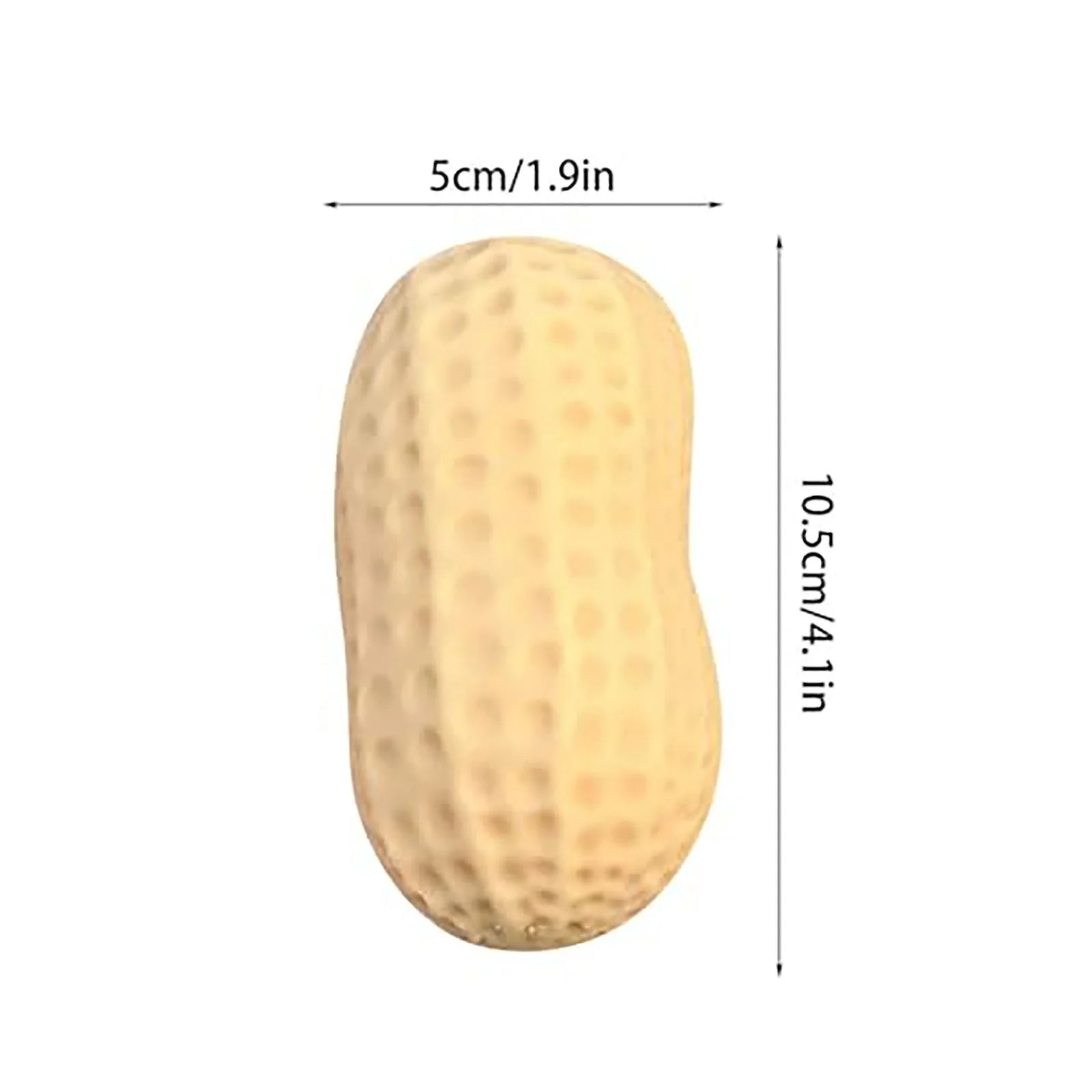 Realistic peanut-shaped slow-rise squishy toy measuring approximately 4.1 inches long, designed for stress relief, sensory play, and fidgeting.