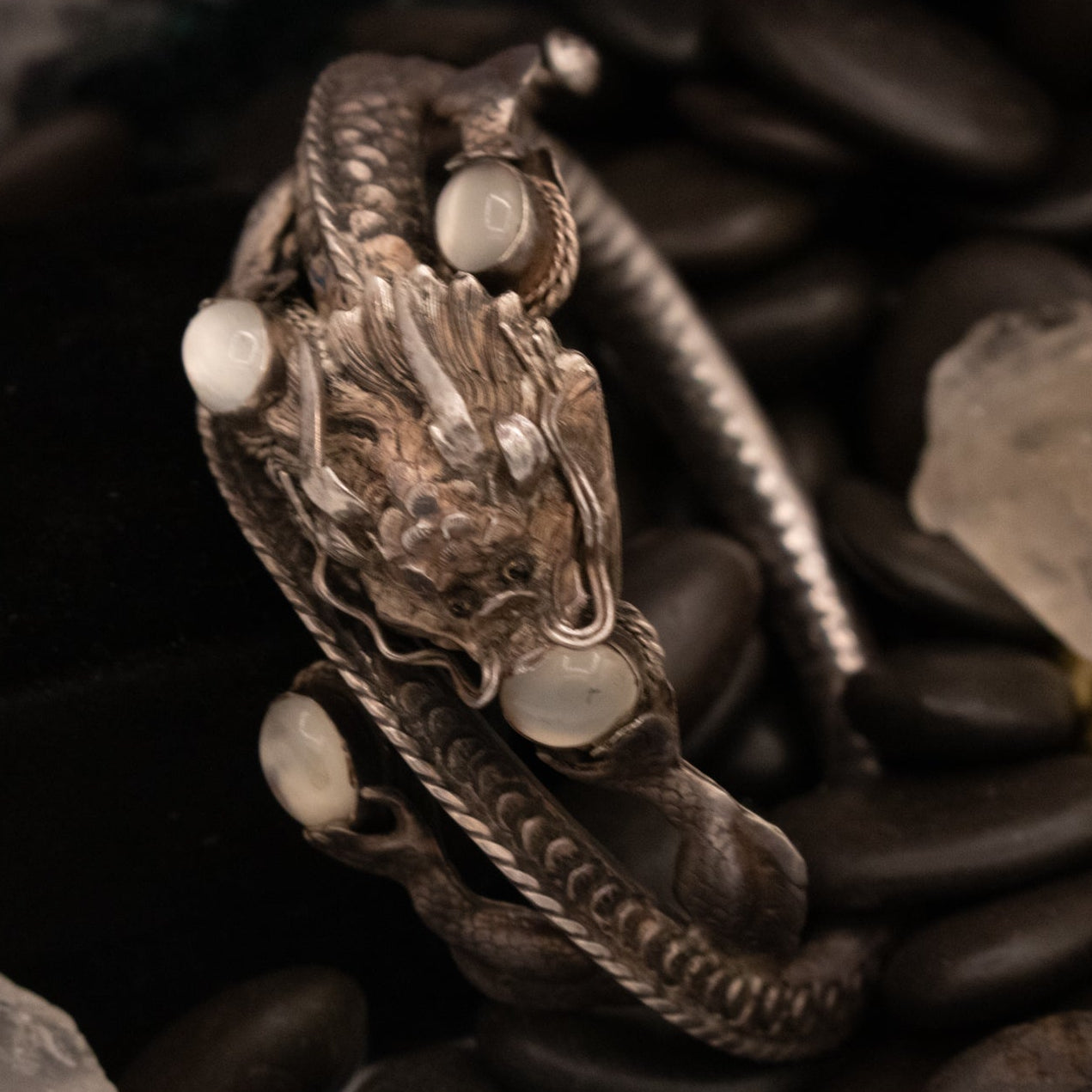1980's Sterling Silver Tabet Dragon Bracelet