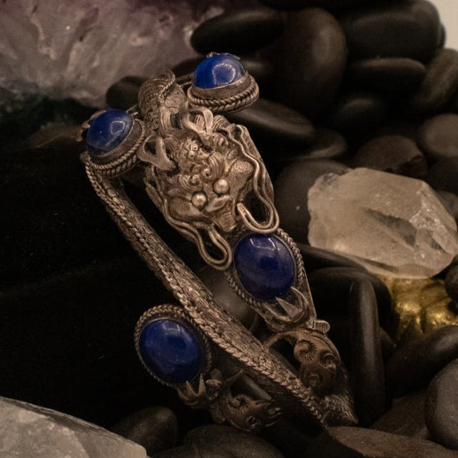 1980's Sterling Silver Tabet Dragon Bracelet
