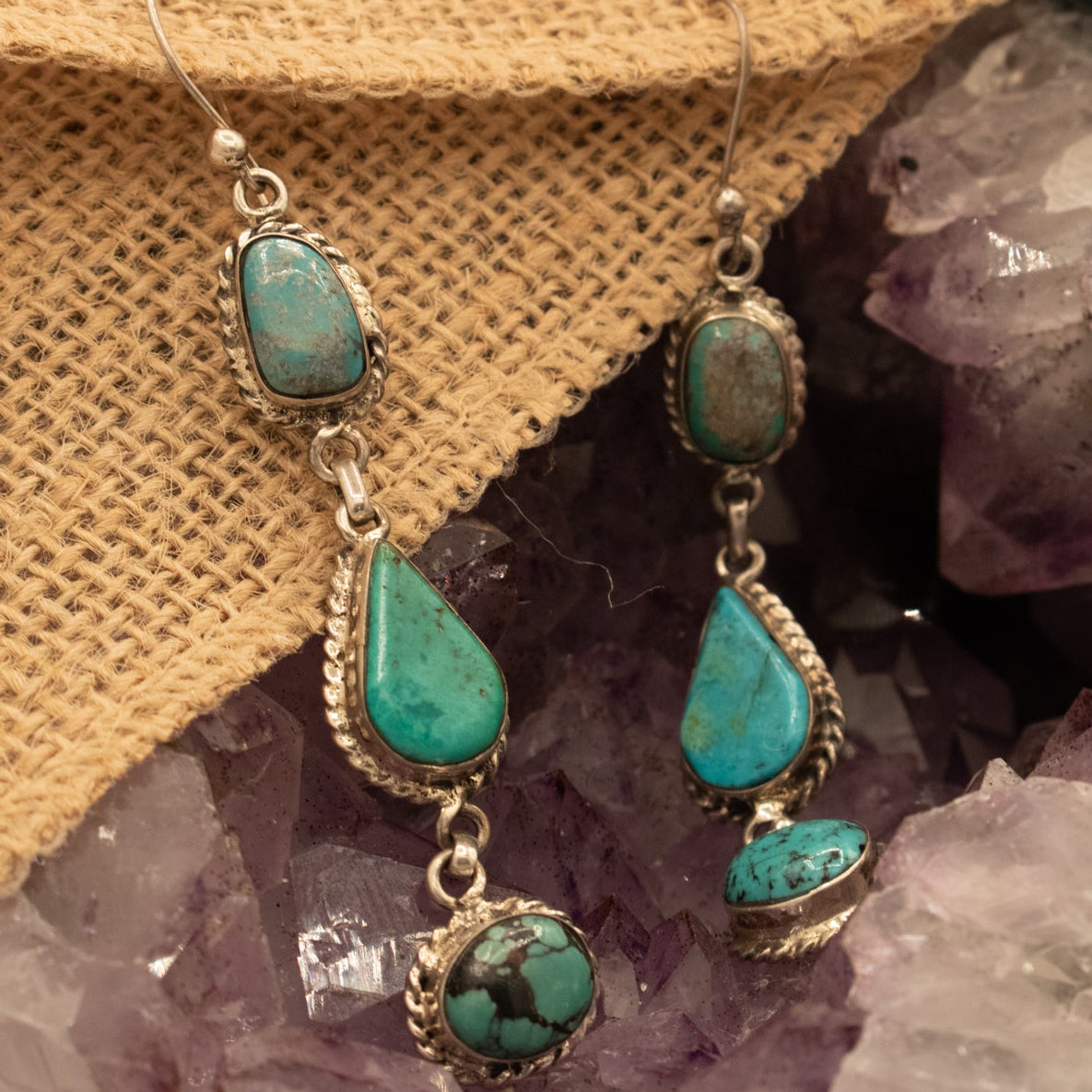 signed emmi whitehorse turquoise dangle earrings sterling silver navajo jewelry