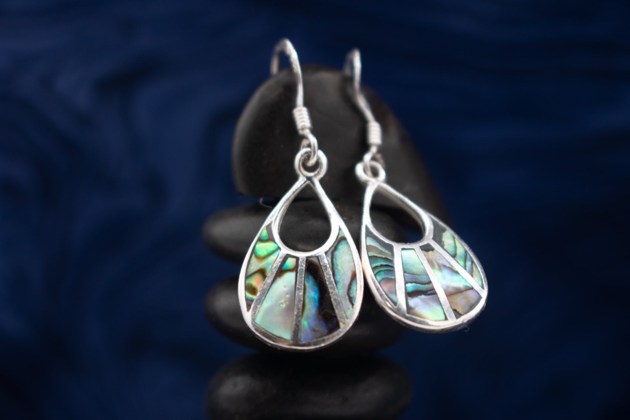 sterling silver abalone shell dangle earrings teardrop 925 iridescent jewelry