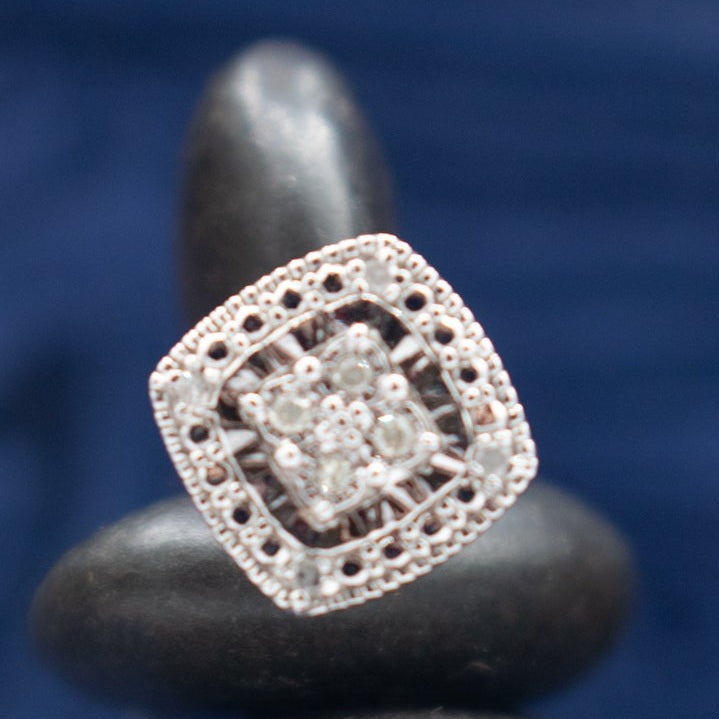 Lab Created Diamond Stud Earrings Square Halo Silver Tone Sparkle Stud Earrings