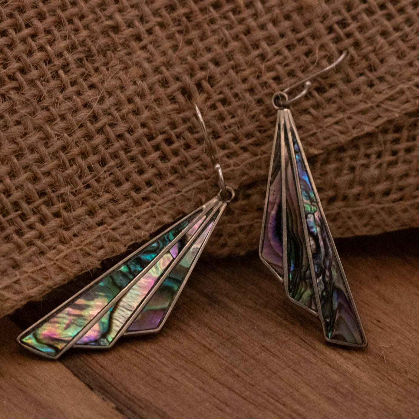 Sterling Slver Native American Zuni Navajo Abalone Wing Earrings