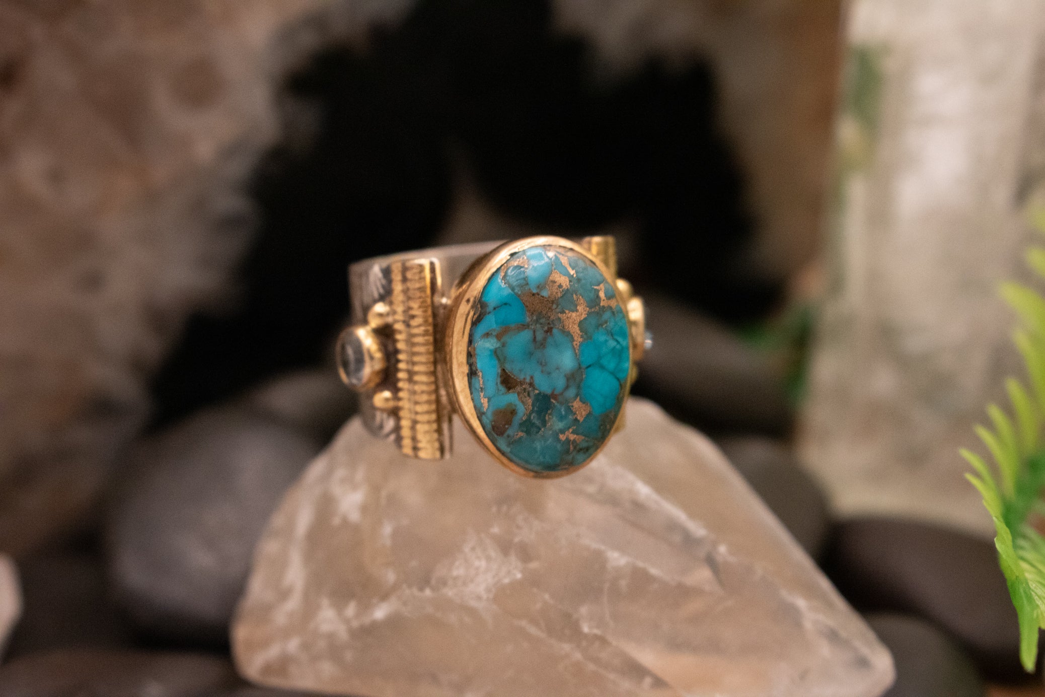 Blue Copper Turquoise 925 Sterling Silver Handmade Ring Size 8