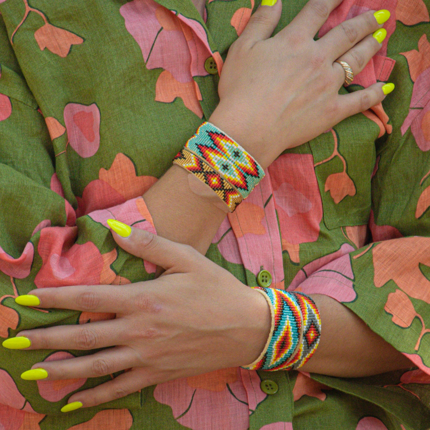 Native American Navajo Indian Hand Beaded Bracelet by Jacklyn Cleveland