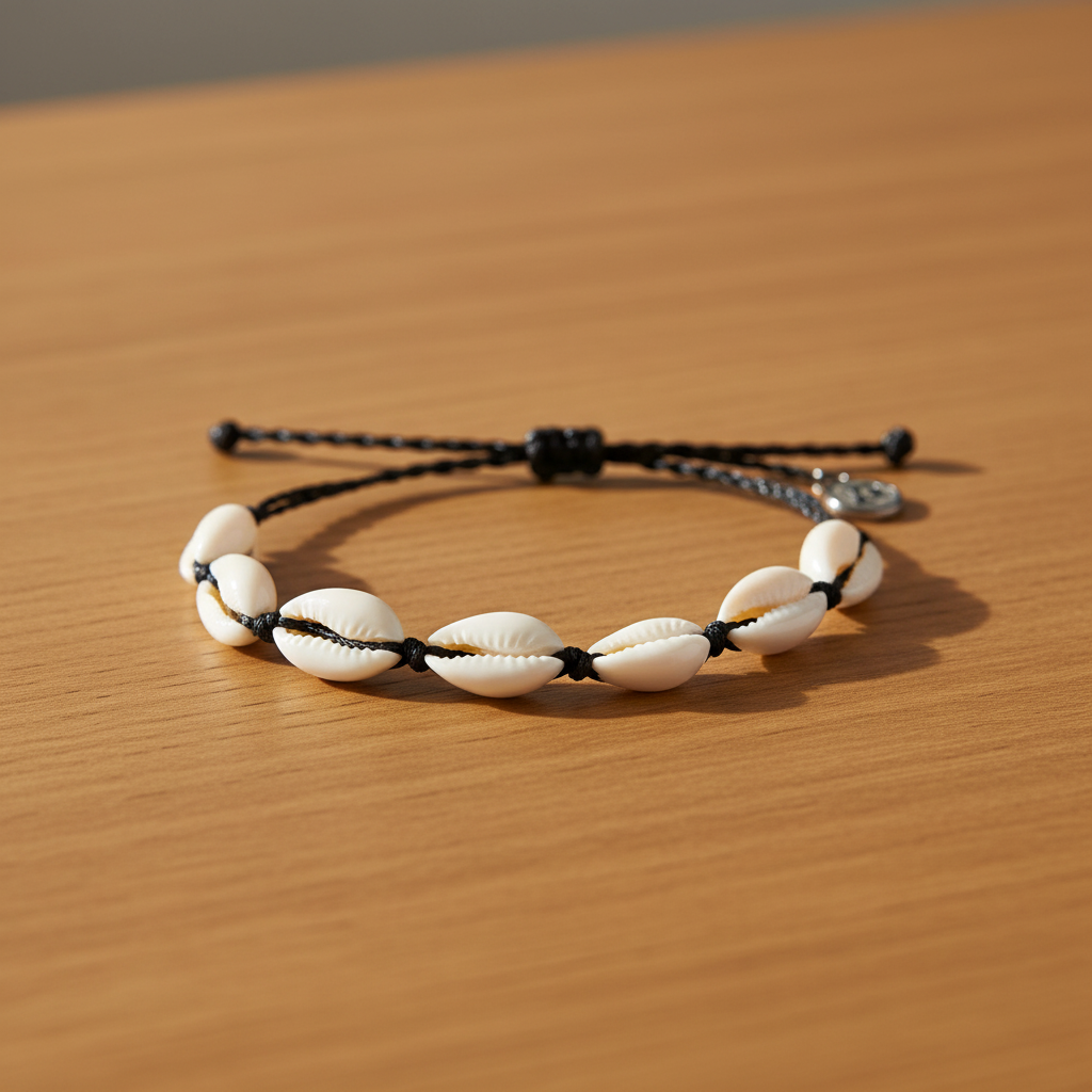 Pura Vida Knotted Jute Cord and Cowries Bracelet Black