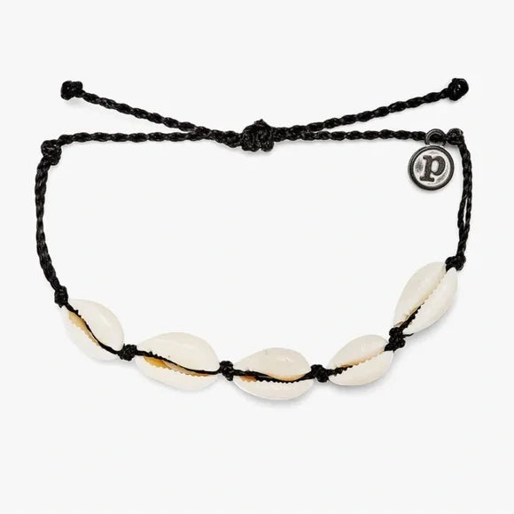 Pura Vida Knotted Jute Cord and Cowries Bracelet Black