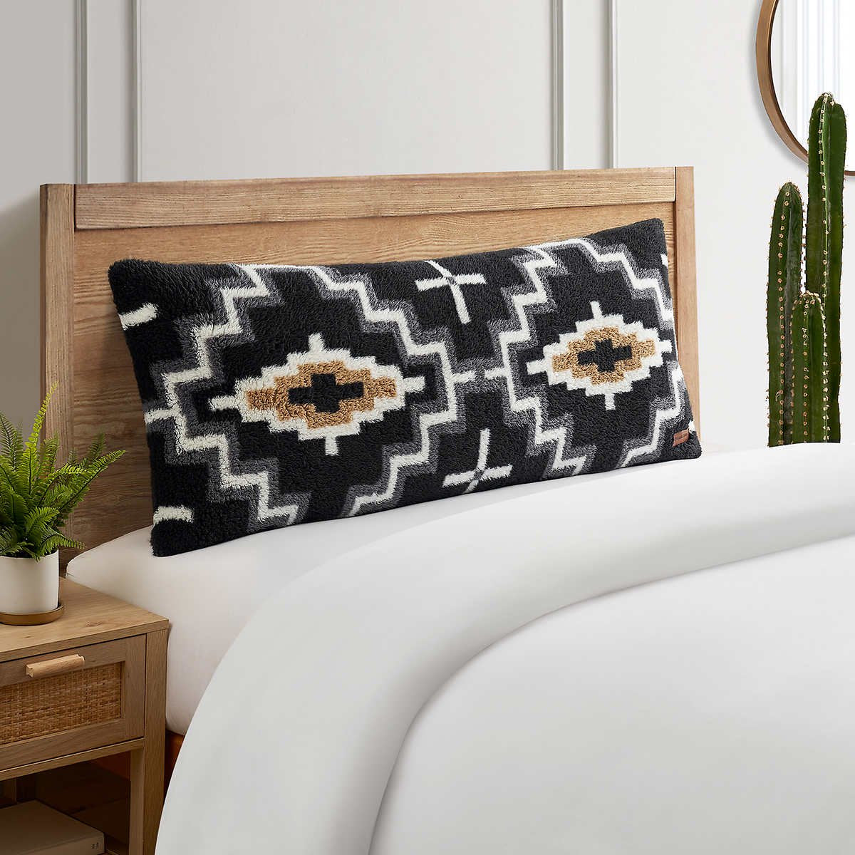 Pendleton Oversized Sherpa Bolster Pillow Otero Black