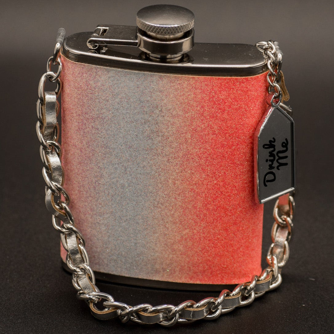 Wide Eye Design Gold and White Cheetah Print Mini Flask