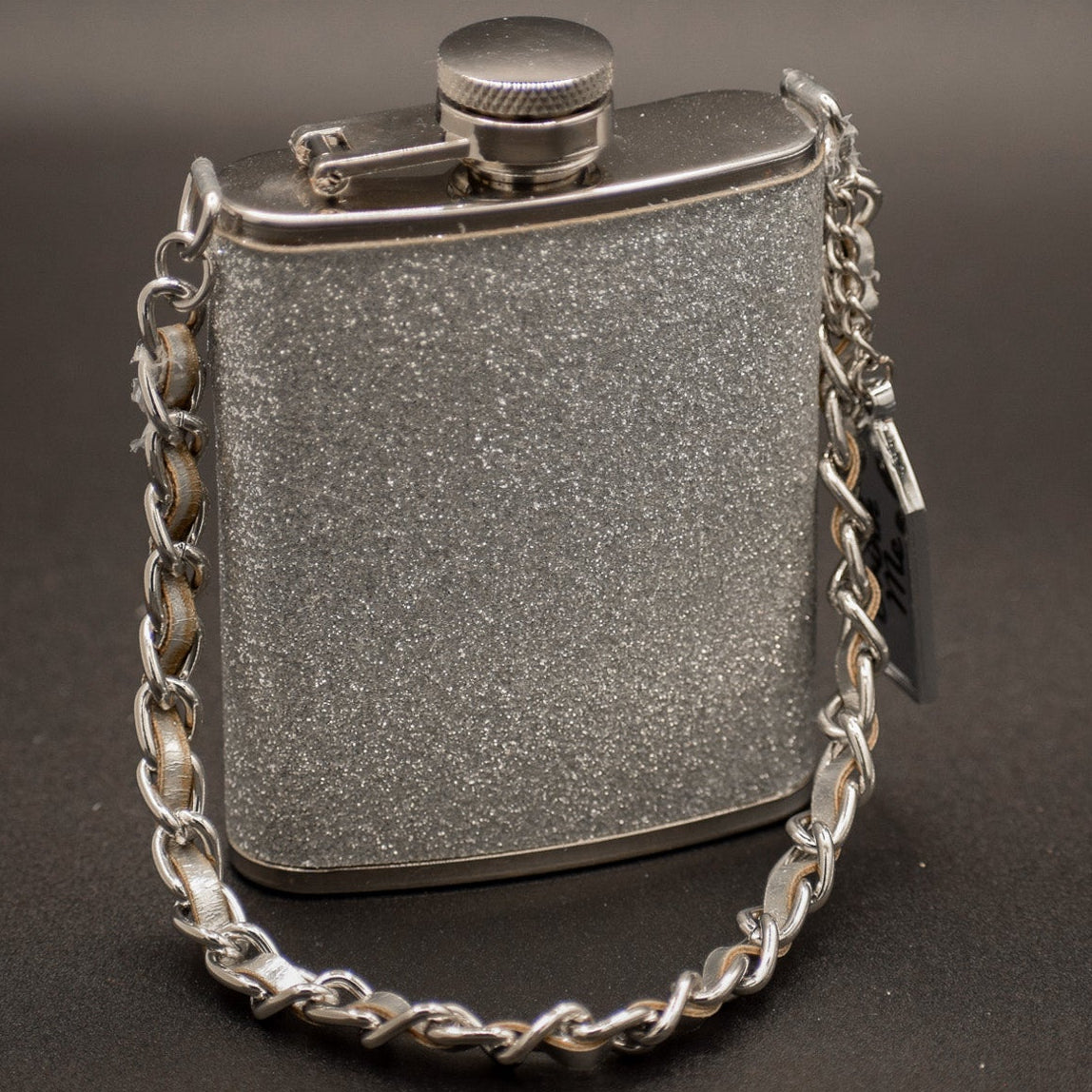 Wide Eye Design Gold and White Cheetah Print Mini Flask