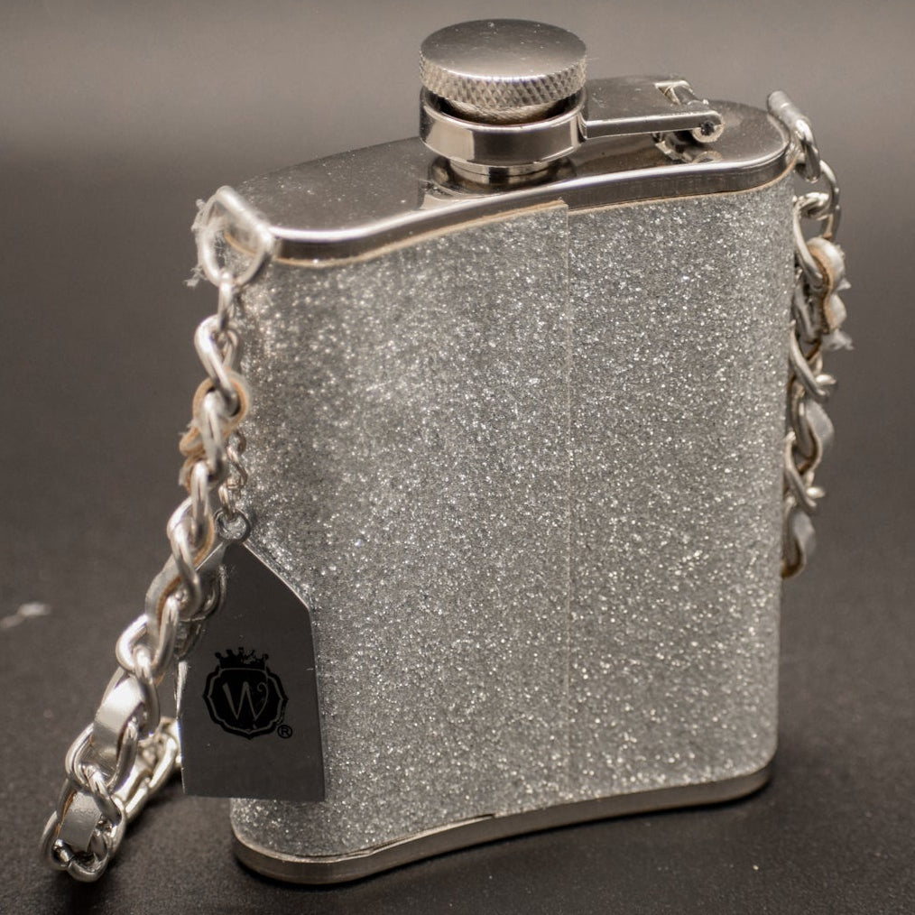 Wide Eye Design Gold and White Cheetah Print Mini Flask