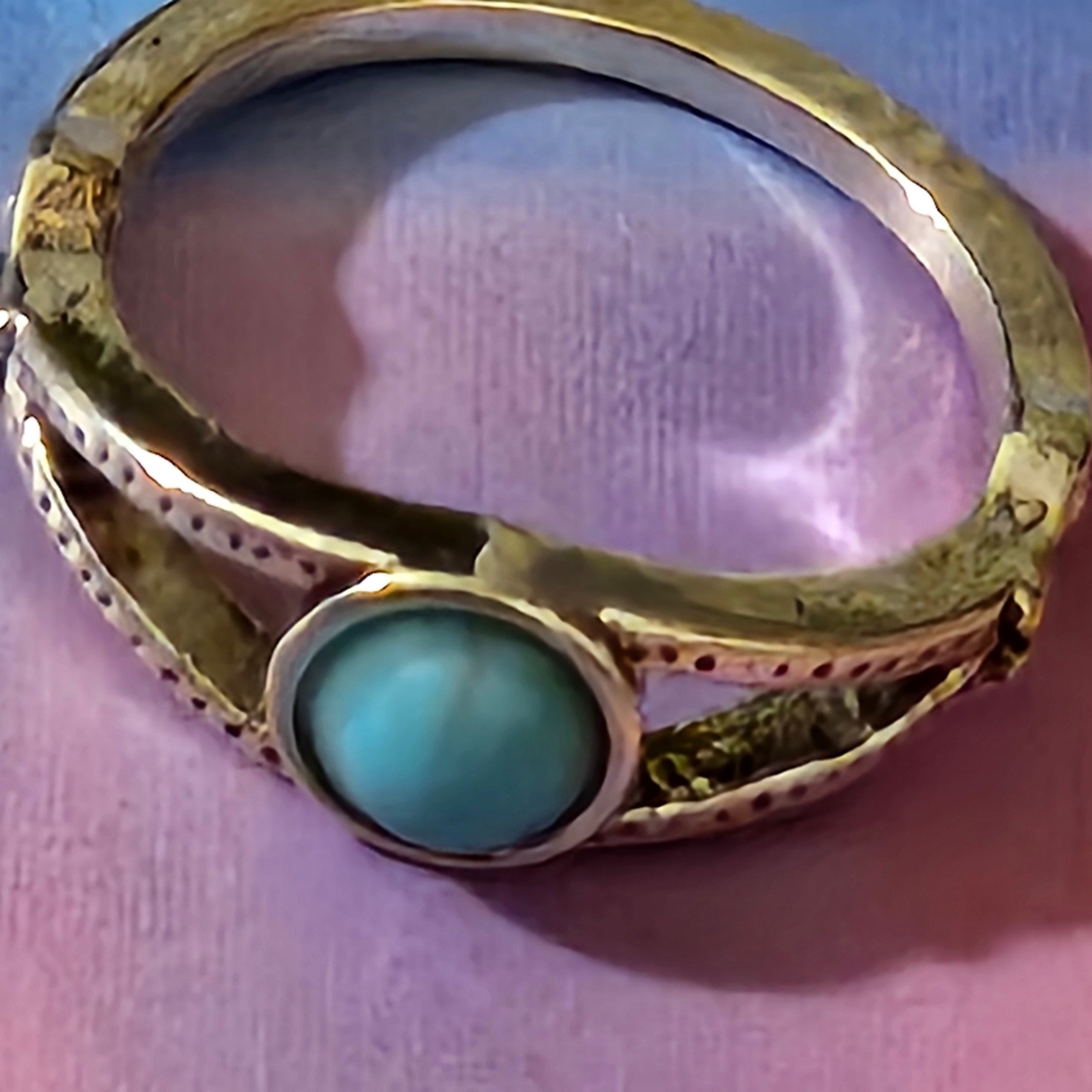 Faux Turquoise Alloy Silver Plated Ring Size 5.5