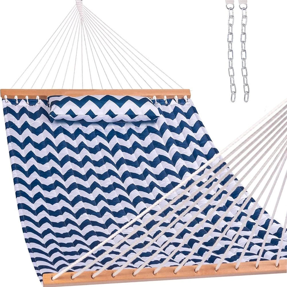 Lazy Daze Double Quilted Hammock with Spreader Bars and Detachable Pillow