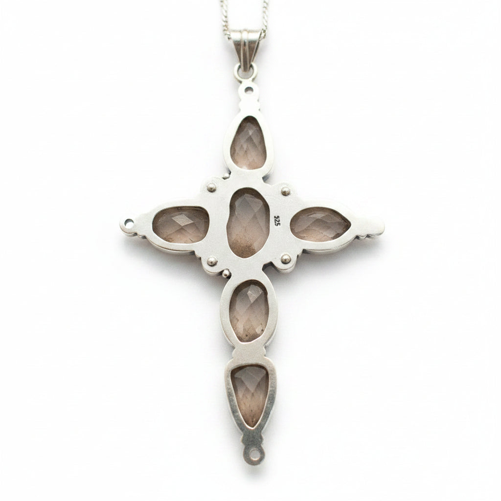 Beautiful Handmade Amethyst Cross Necklace From India