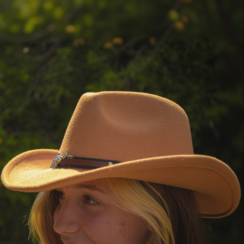 Cowboy Hat Action Summer, Sun Protection Unisex Hat Hiking Khaki