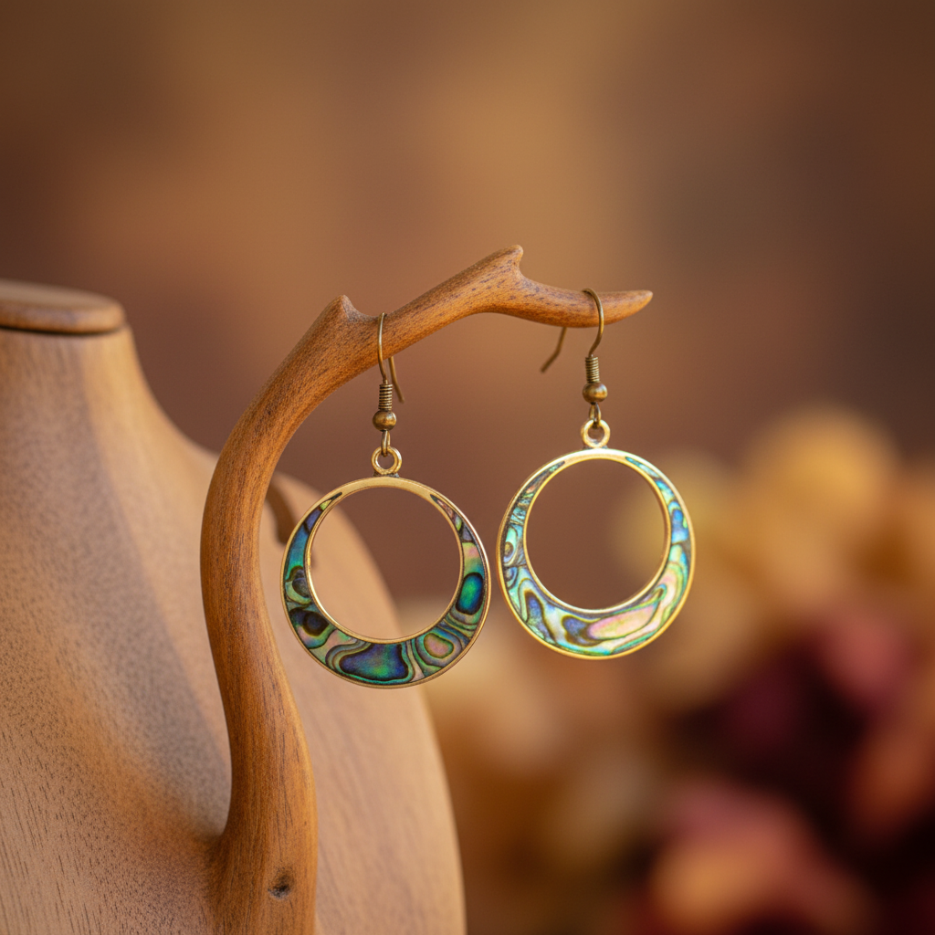 Sterling silver Native American Zuni Navajo Abalone Circle Earrings