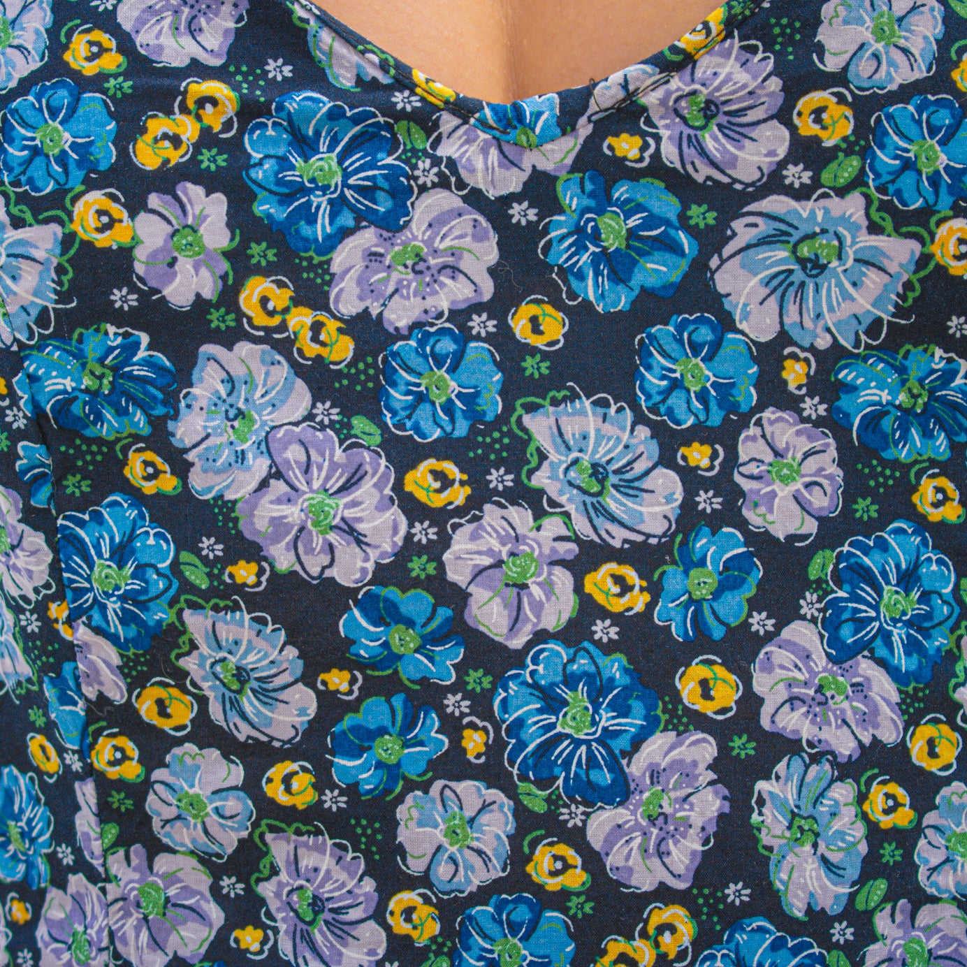 Miley Max Cyrus Azria Black Mini Dress with Blue/Lilac/Yellow flower Print with Shoulder Tie Straps