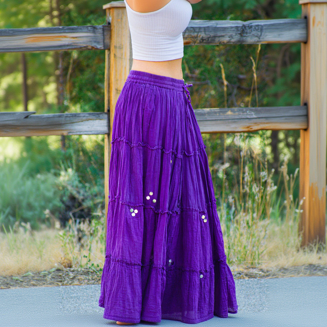 Westside Designs Layered Purple Gypsy Maxi Skirt