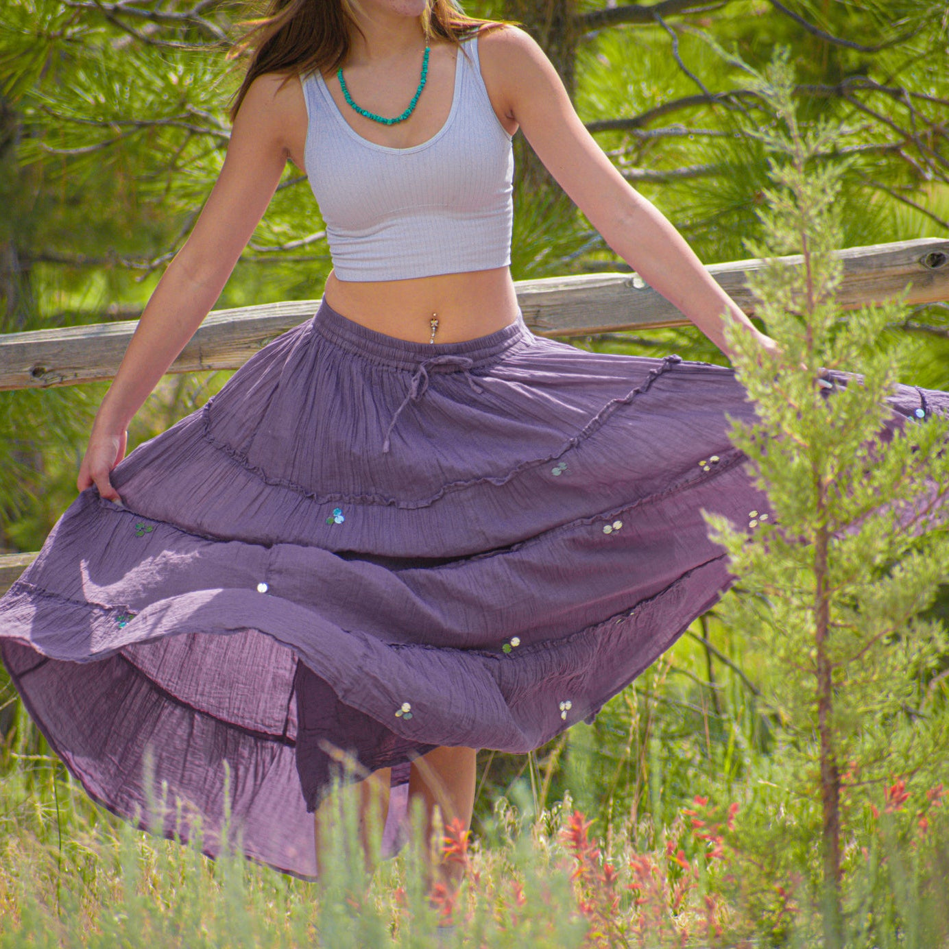 Westside Designs Layered Purple Gypsy Maxi Skirt