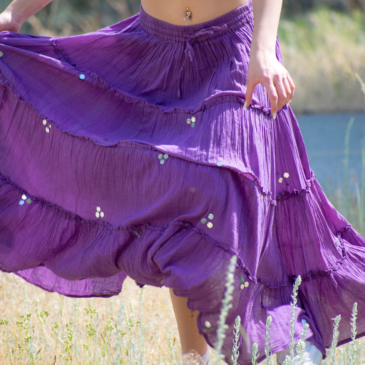 Westside Designs Layered Purple Gypsy Maxi Skirt