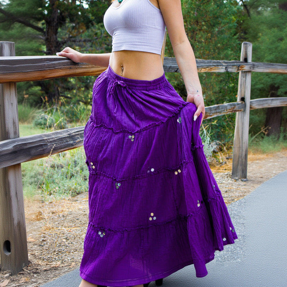 Westside Designs Layered Purple Gypsy Maxi Skirt