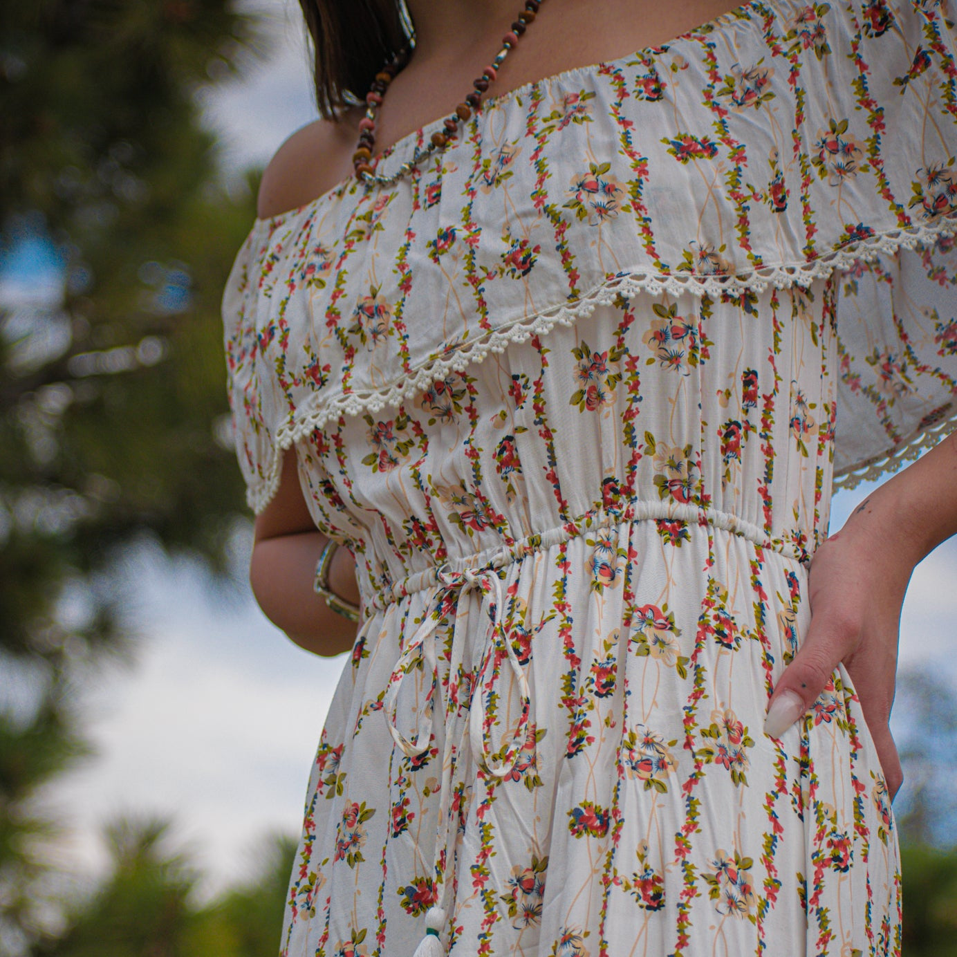 Nectar x Clothing Off the Shoulder Floral Maxi Dress