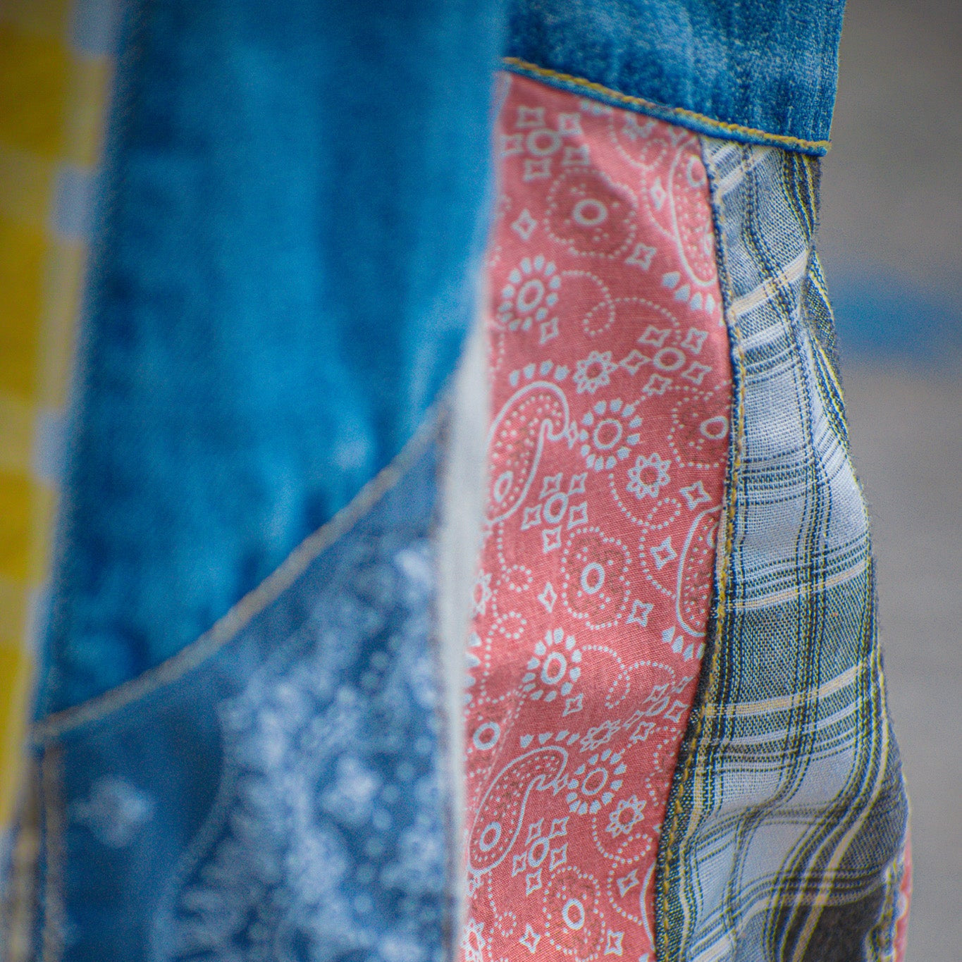 Easel Patchwork Bell Bottom Jeans - Size S