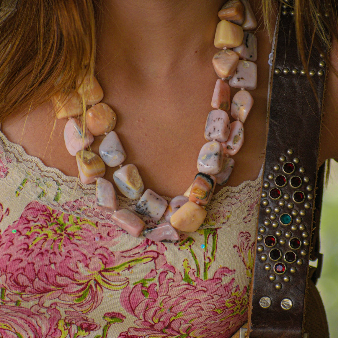 Chunky Rhodonite Gemstone Necklace