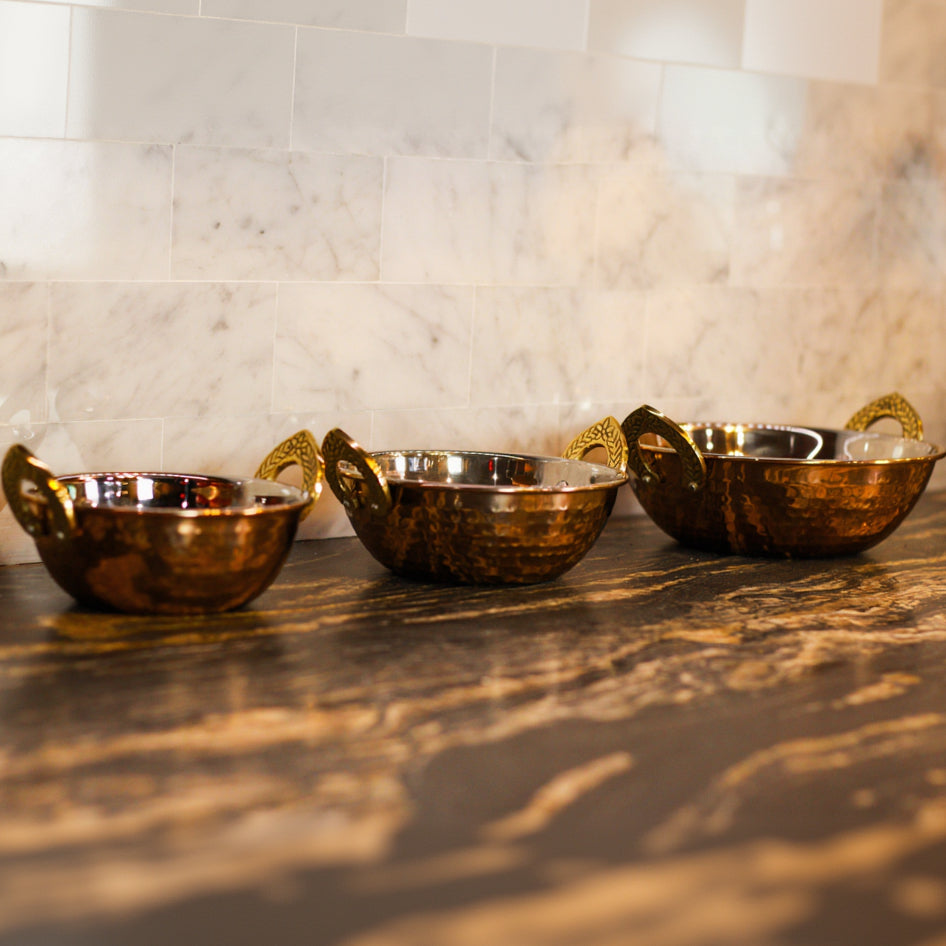 Hammered Copper Serving Karahi Bowl