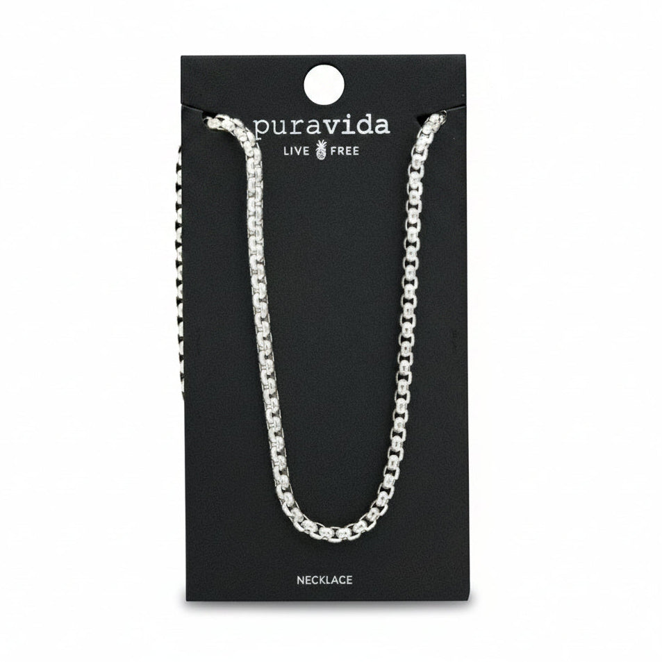 Pura Vida Men's Rolo Chain Necklace Silver