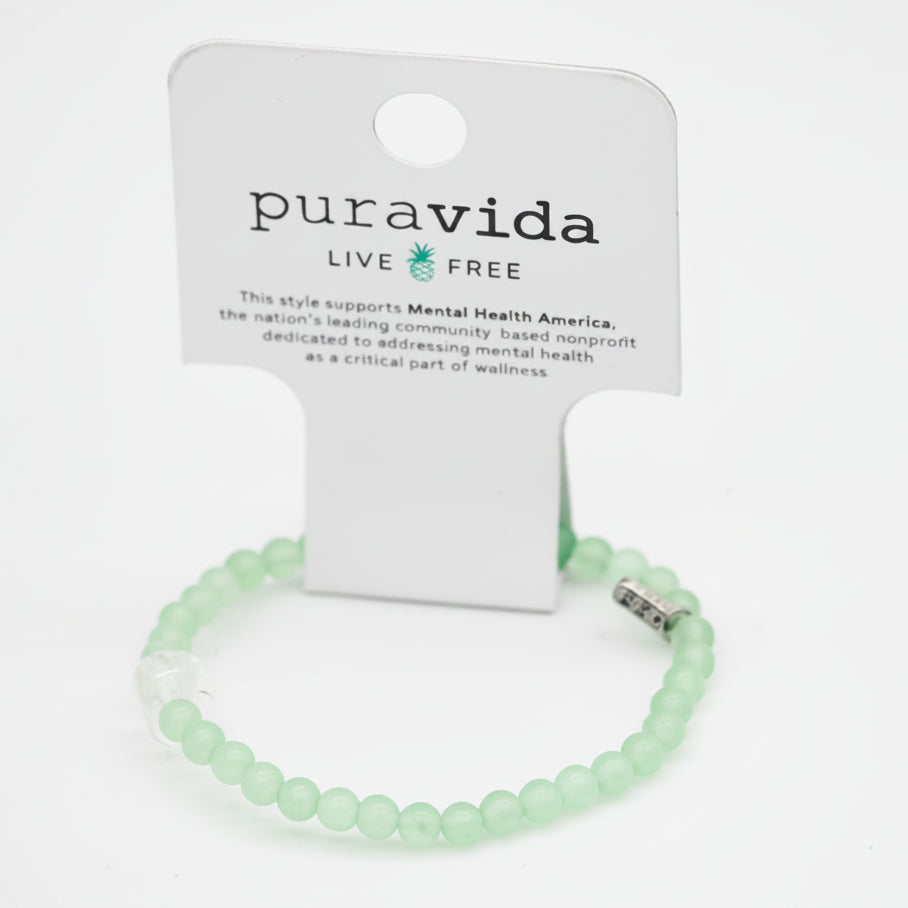 Pura Vida Green Quartz Intention Stretch Bracelet