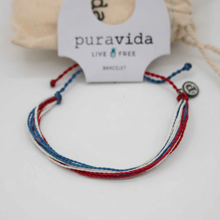 Pura Vida Red White and Blue Original Bracelet