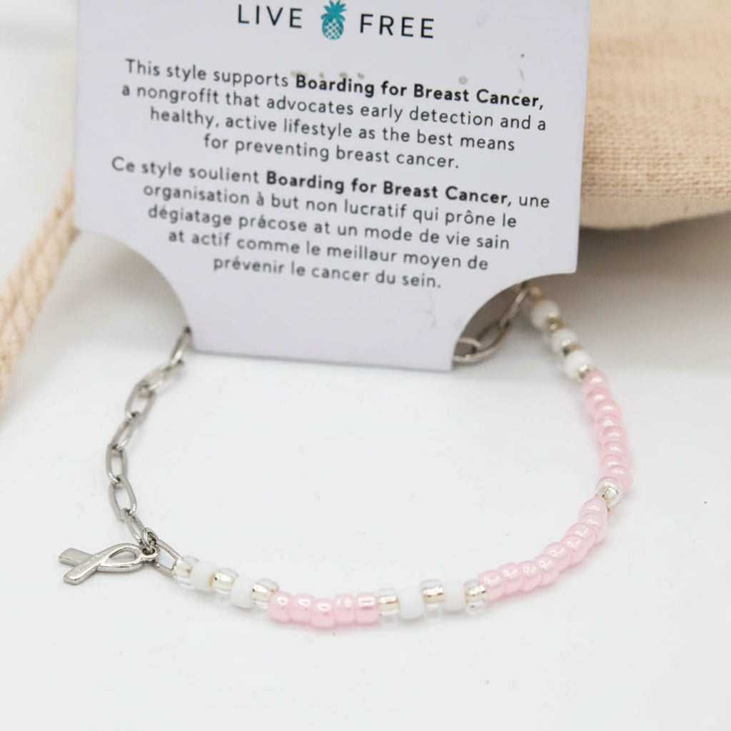 Pura Vida Boarding 4 Breast Cancer Half N Half Bracelet