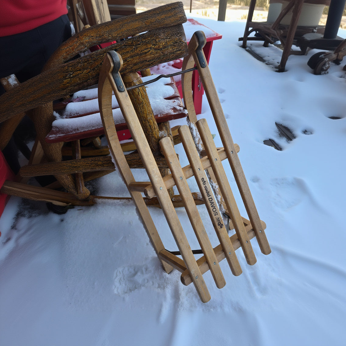 Vintage Erb Rodel Davos Wood Sled Iron Runners