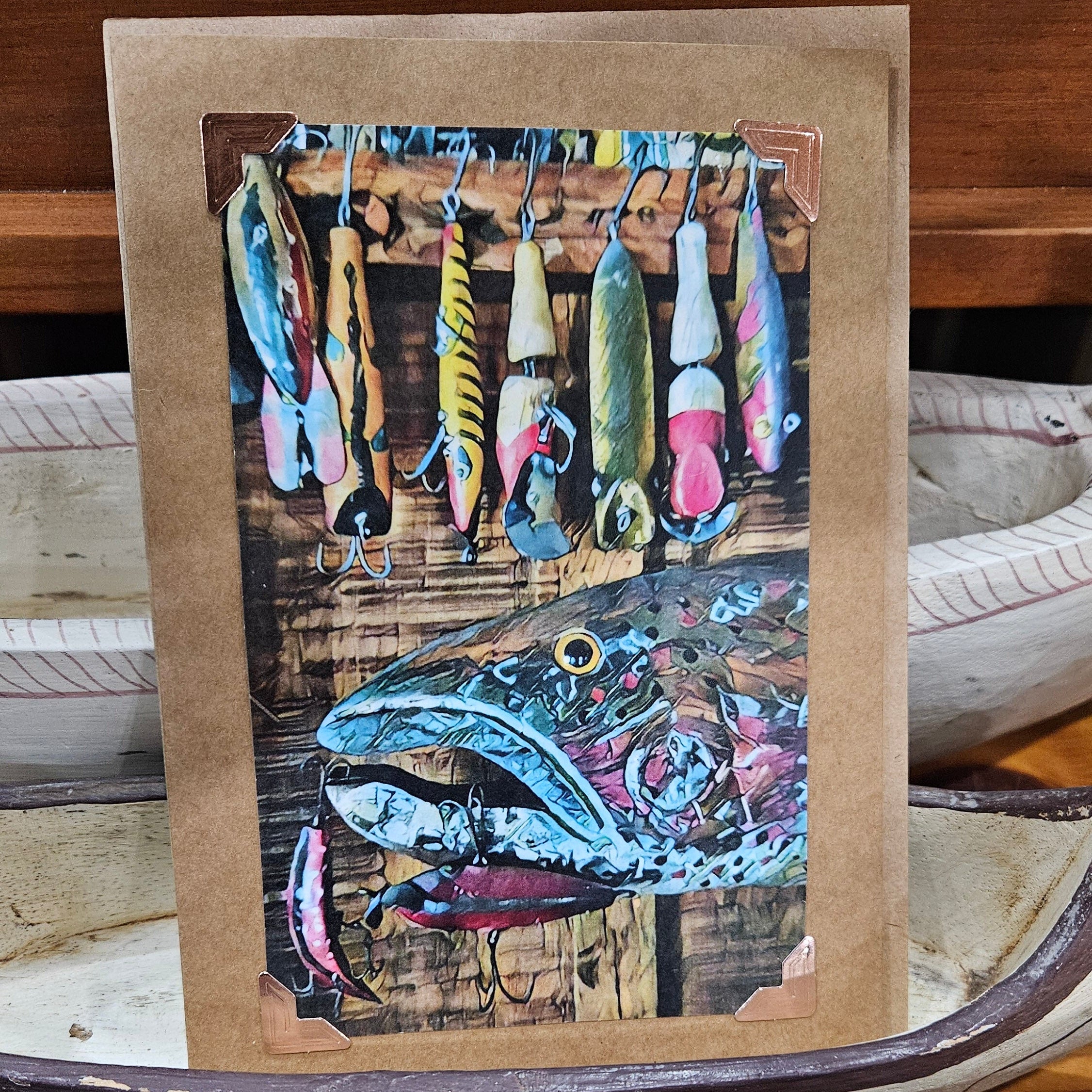 Beautifully Hand Crafted Custom Created Greeting Card Series by Diane Stegman "Various Fishing Lures"