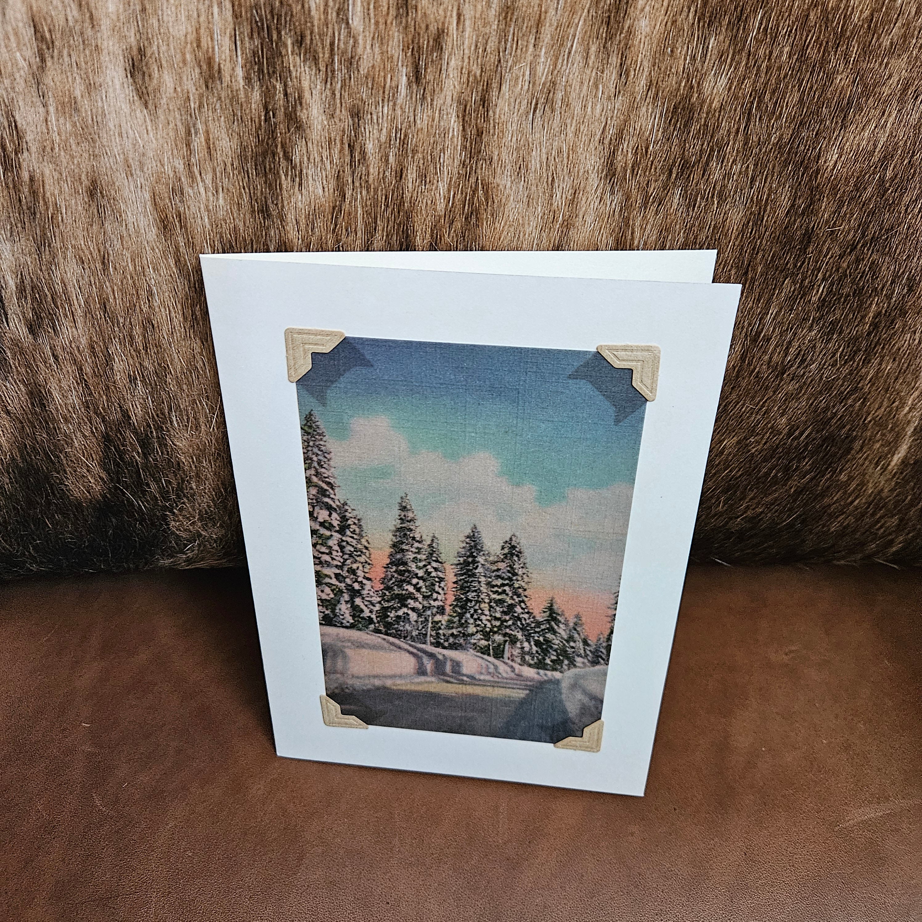 Beautifully Hand Crafted Custom Created Greeting Card Series by Diane Stegman "Snowy Road"