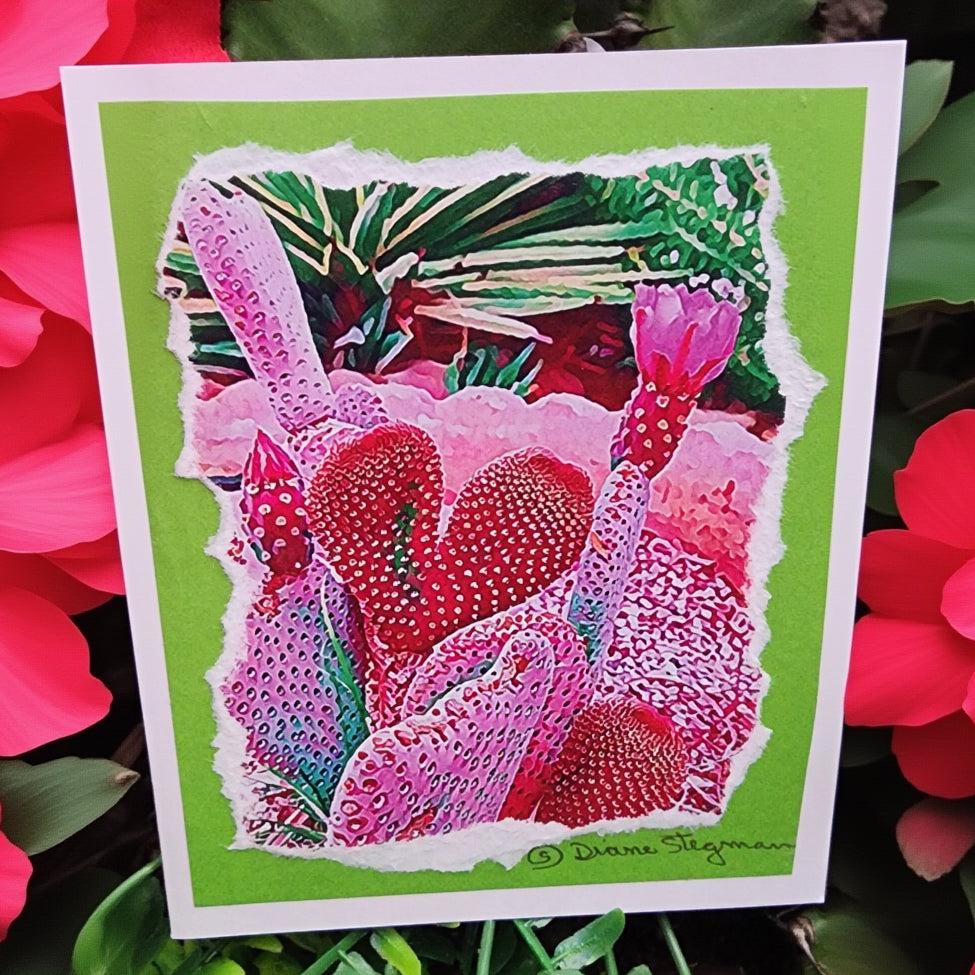 Beautifully Hand Crafted Custom Created Greeting Card Series by Diane Stegman "Heart Shaped Cactus"