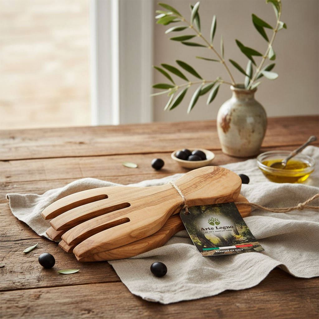Arte Legno Olive Wood Salad Serving Forks