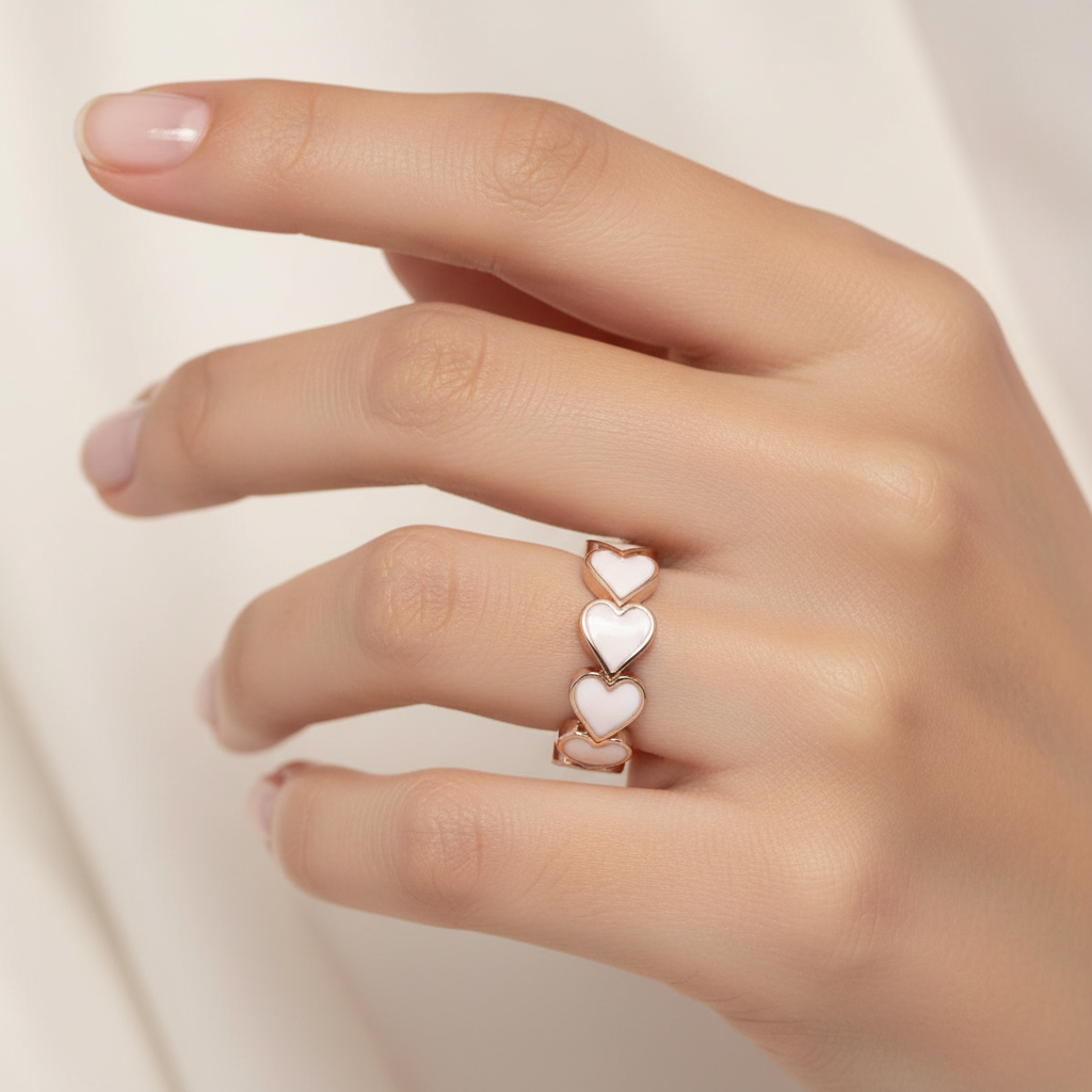 Pura Vida Love Hearts Enamel Band Ring