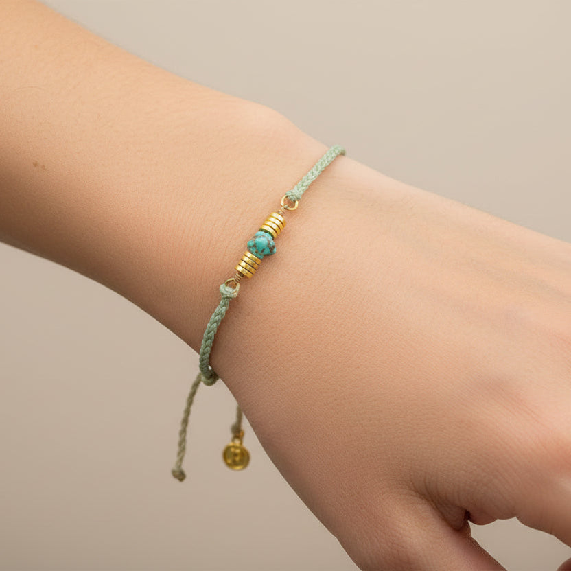 Pura Vida Turquoise Chip Bitty Braid Anklet