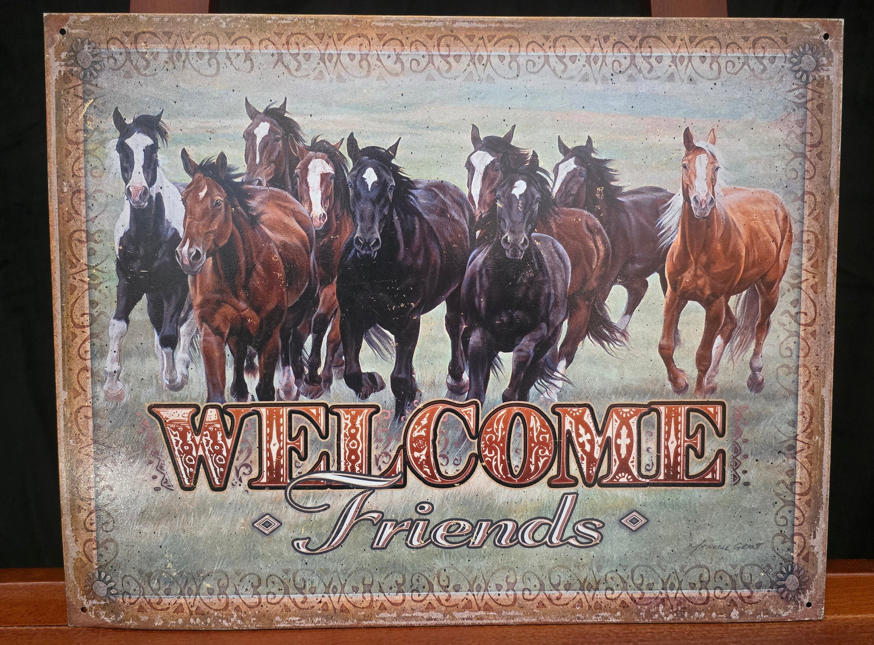 Welcome Friends Tin Sign