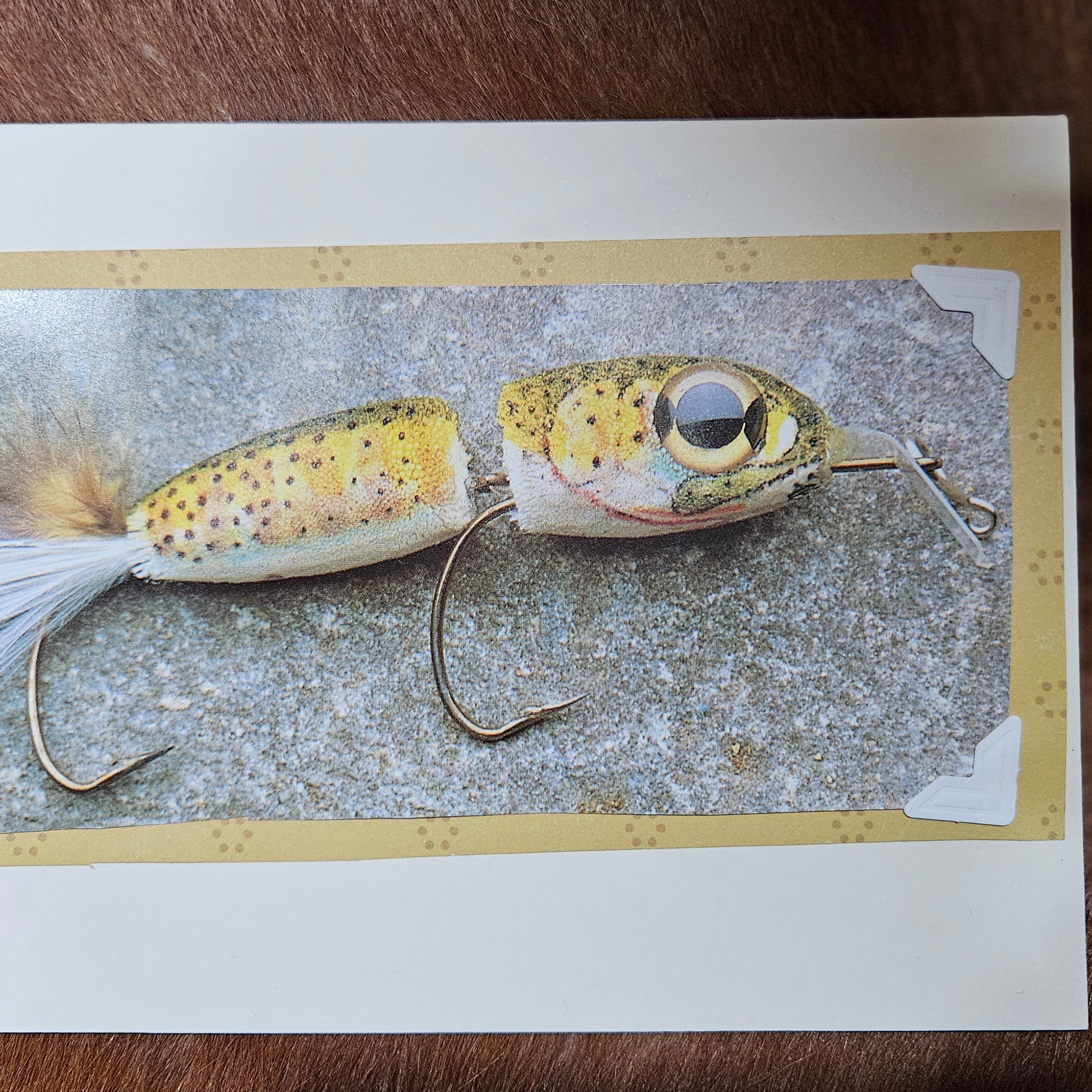 Beautifully Hand Crafted Custom Created Greeting Card Series by Diane Stegman "Gold Fishing Lure"