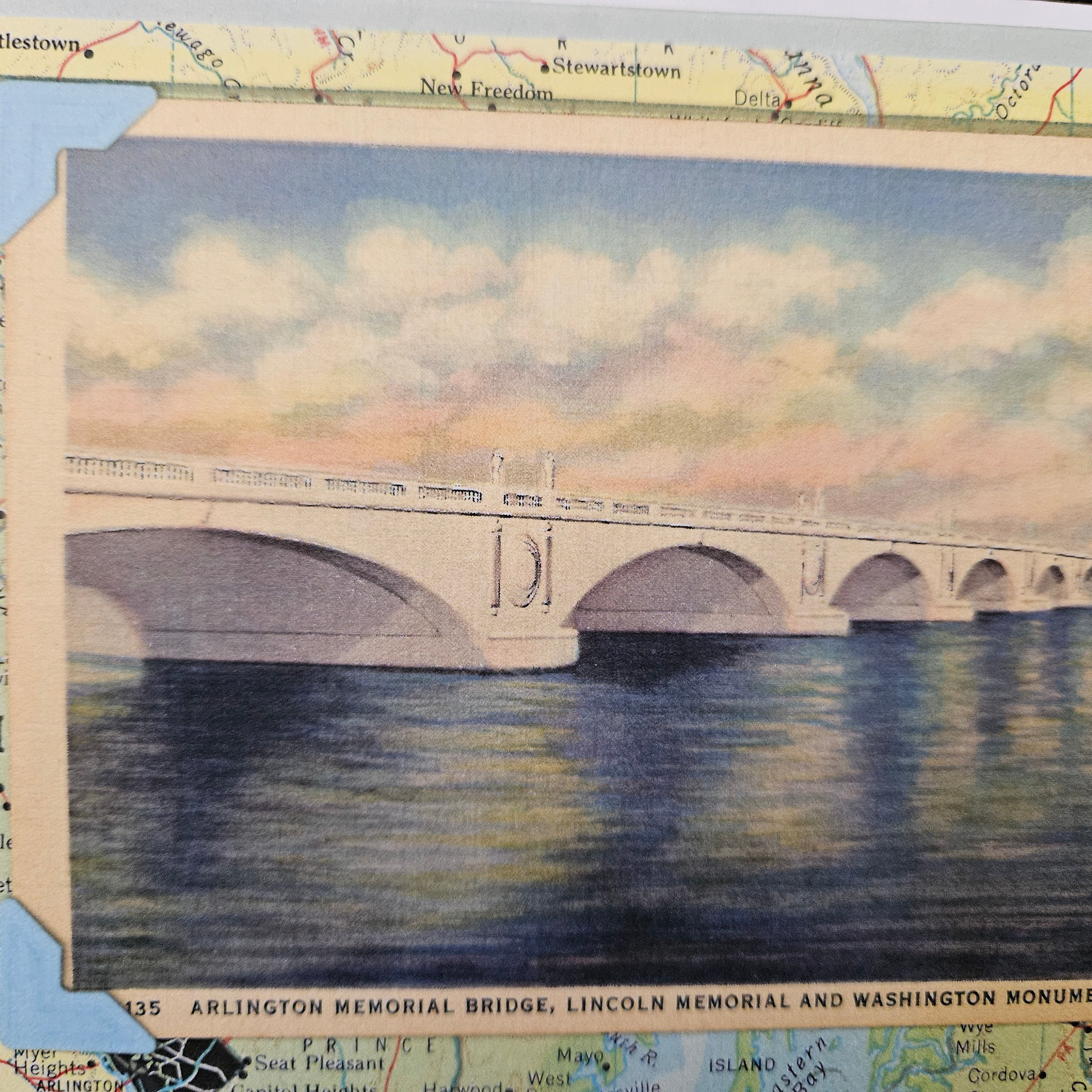 Beautifully Hand Crafted Custom Created Greeting Card Series by Diane Stegman "Arlington Memorial Bridge"