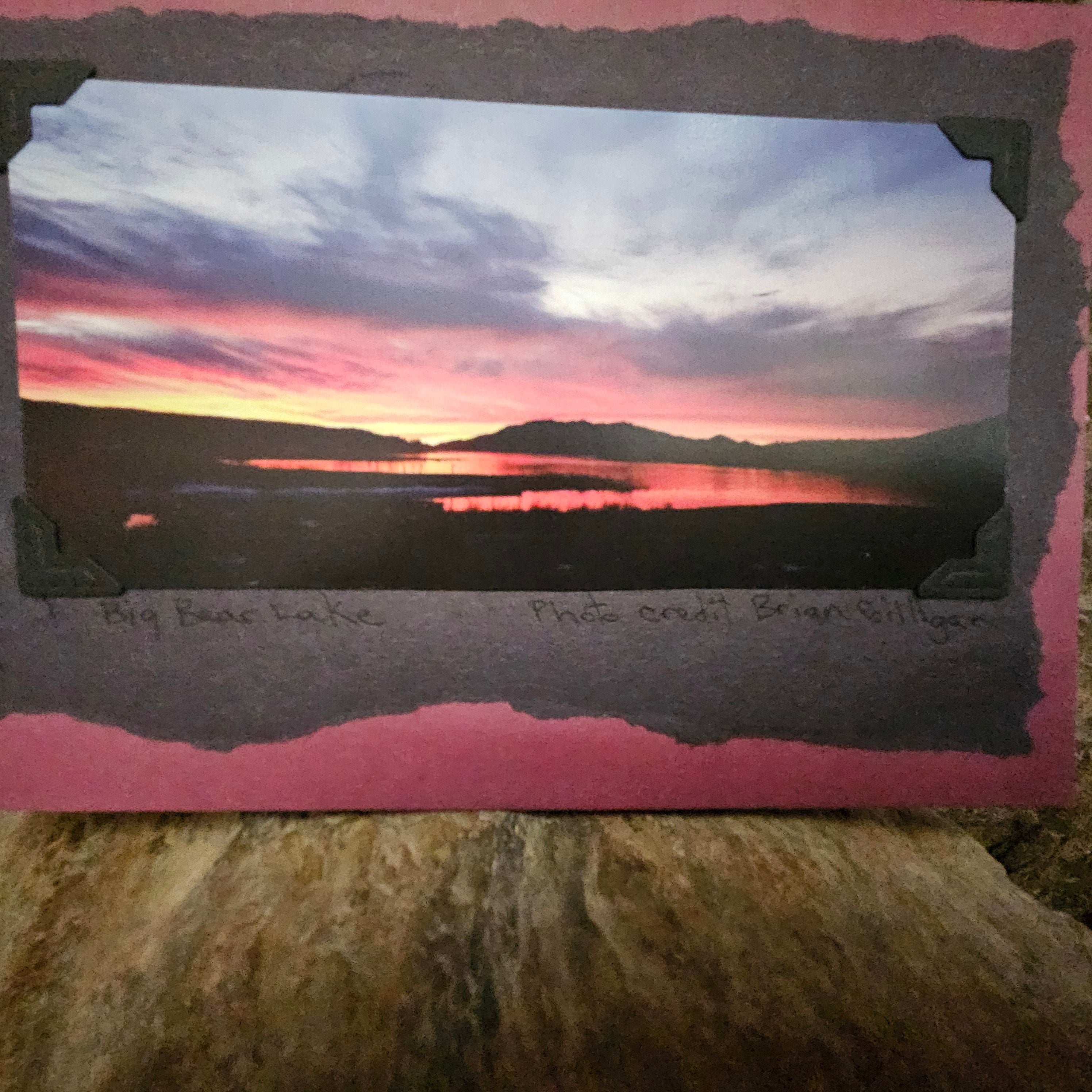 Beautifully Hand Crafted Custom Created Greeting Card Series by Diane Stegman "Big Bear Lake Sunset, California"