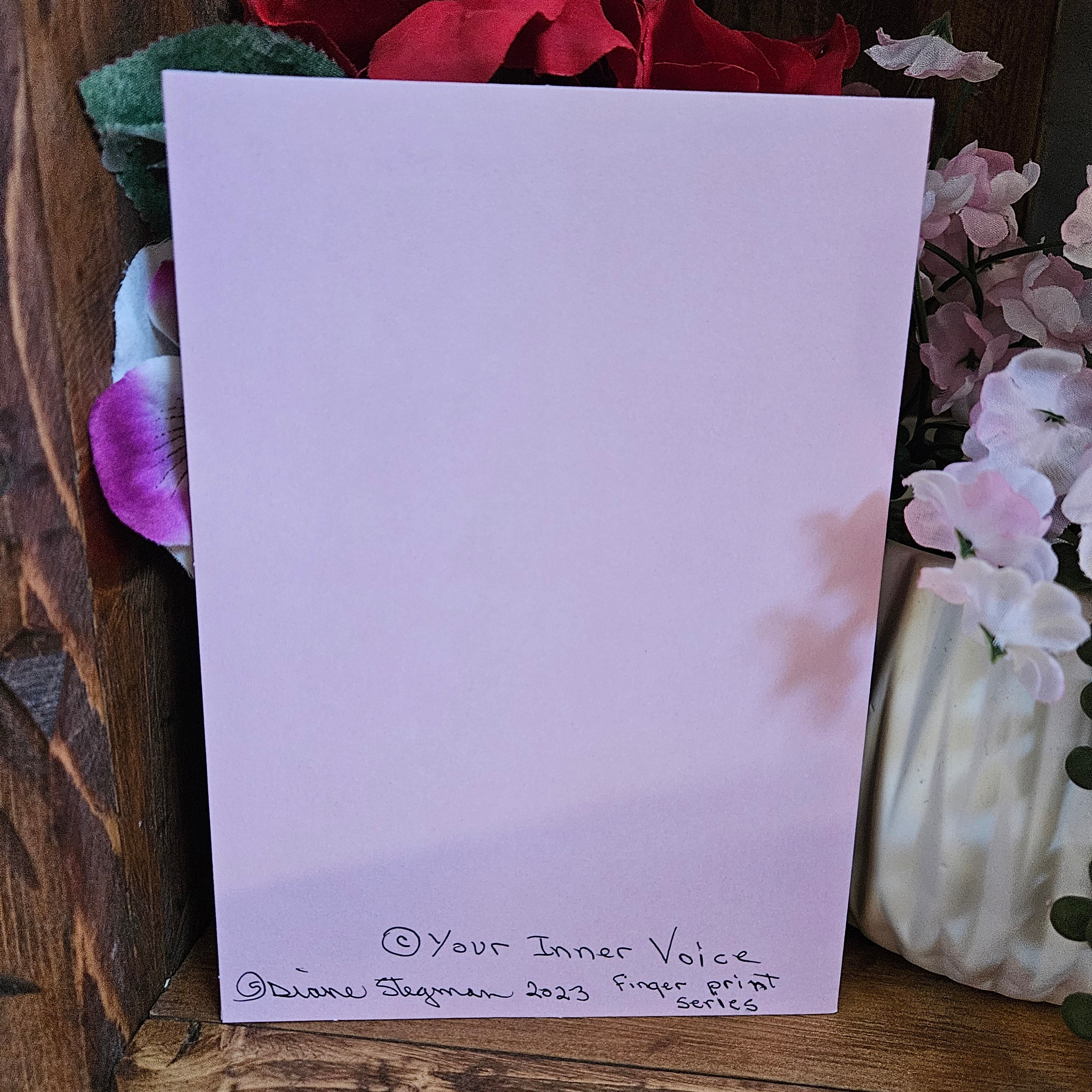 Beautifully Hand Crafted Custom Created Greeting Card Series by Diane Stegman "Fingerprint Series Birds Kissing"