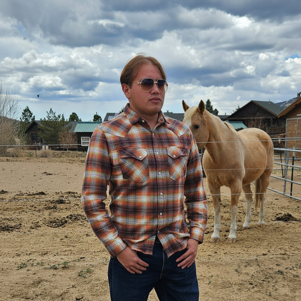Pendleton Wyatt Gambler Long Sleeve Button Up Shirt with Classic Pearl Snaps
