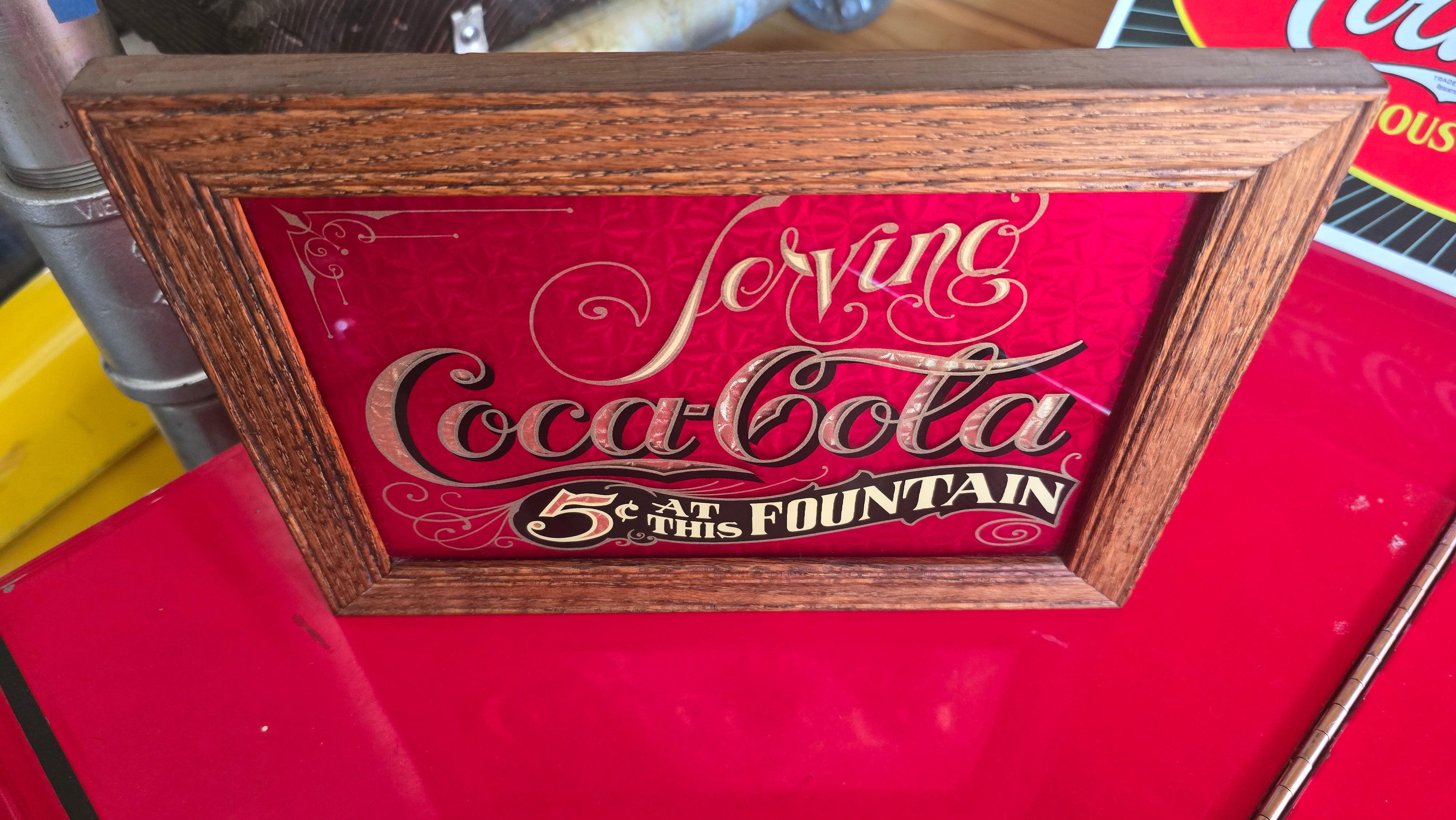 Vintage Coca Cola Framed Glass Advertisement Sign