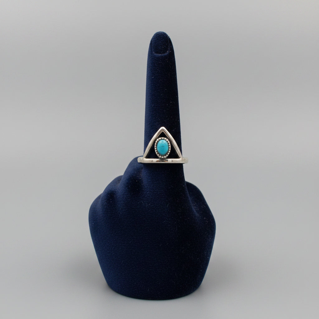 Silver Tone Marquise Faux Turquoise Ring Size 5